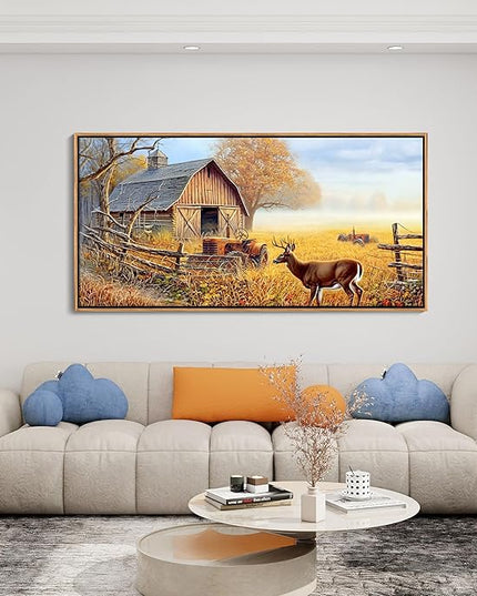 JEAWA Animal Canvas Wall Art Decor - Deer Canvas for Wall Decor, Farm Artwork Decor, Large Framed Wall Art for Living Room Bedroom, 24x48 IN