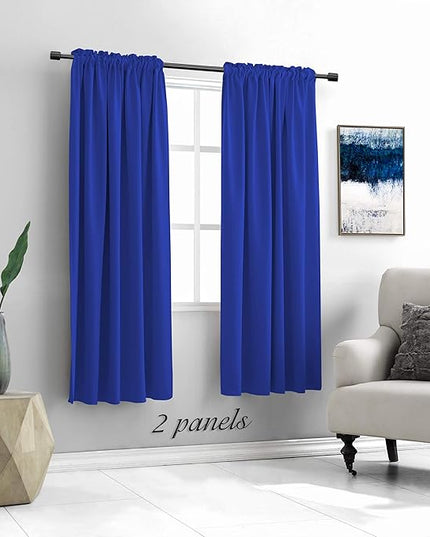 DONREN Cobalt Blue Blackout Draperies Curtains for Bedroom - Thermal Insulated Solid Rod Pocket Window Curtain Panels (52 x 63 Inches,2 Panels)