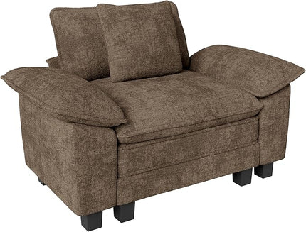 53.5" Cloud Modular Sectional Single Sofa, Deep Seat Armchair with Plush Chenille & Removable Arms for Living Room, Taupe