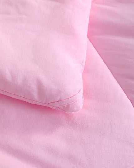 NTBAY Twin Comforter Set with Sheets, 5 Pieces Soft and Breathable Twin Bedding Set, Twin Bed in a Bag, Down Alternative Comforter Set Solid Color All Season, Kids Bedding Set, Pink