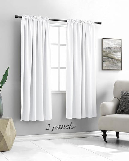 DONREN Window Decor Kitchen Curtain Drapes - Half Room Darkening Thermal Insulated Curtains Set Rod Pocket Energy Saving for Kitchen Livingroom Dining,52 Wide x 72 Long,Pure White,2 Panels