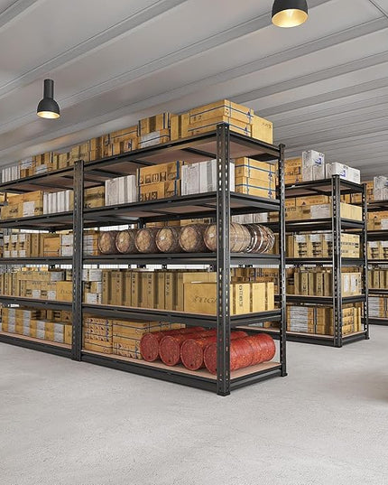 REIBII 48" W Garage Shelving 3020LBS Storage Shelves 5 Tier Heavy Duty Shelving Adjustable Garage Shelves for Basement, Warehouse, Commercial, Easy Assemble, 48" W x 72" H x 24" D, 2PC