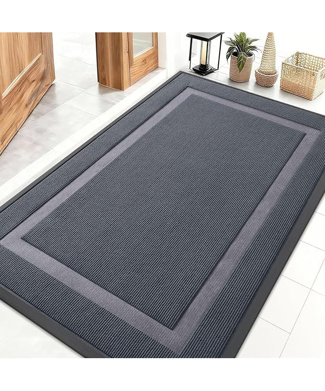 OLANLY Front Door Mat Indoor Outdoor Entrance, Waterproof All-Season, All-Weather Doormat, Sturdy Natural Rubber, Fade Resistant, Low Profile, Easy Clean Patio Porch Entryway Mat, 71x47, Light Grey