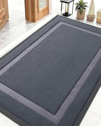 OLANLY Front Door Mat Indoor Outdoor Entrance, Waterproof All-Season, All-Weather Doormat, Sturdy Natural Rubber, Fade Resistant, Low Profile, Easy Clean Patio Porch Entryway Mat, 47x32, Light Grey