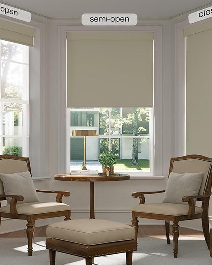 LazBlinds No Drill Blinds for Indoor Windows, Blackout Roller Shades, Cordless Window Blackout Blinds, Thermal Insulated Fabric UV Protection for Home and Office, 40" W x 72" H, Beige