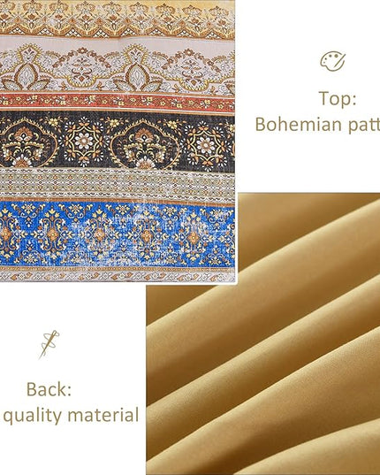 Cottolester Boho Queen Comforter Set 8 Pieces, Yellow Bohemian Striped Bed in a Bag, Paisley Soft Microfiber Bedding Comforter Set