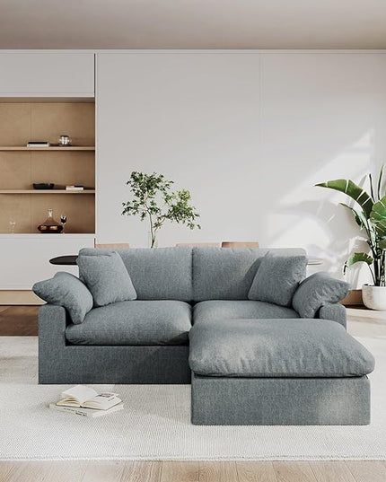 Modular Sectional Sofa Cloud Couch,Down Filled Comfy Cloud Modern Sofa,L Shape Oversized Couch Cushion Covers Removable for Living Room,Light Blue