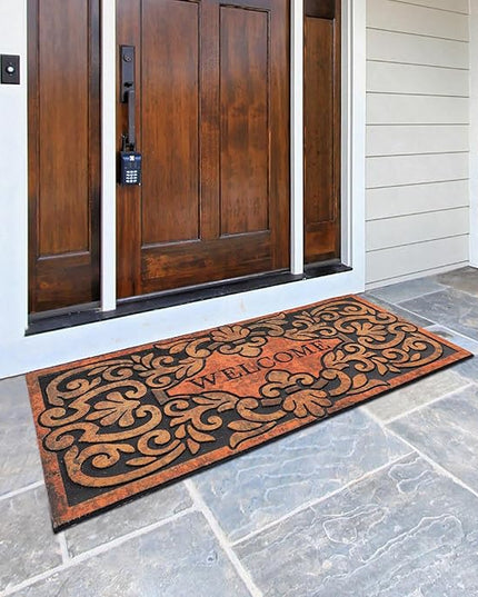 Large 47"x22" Heavy Duty Welcome Mat Outdoor with Non-Slip Rubber Backing - Durable Outdoor Door Mat for Front Door Entrance, Garage, Patio & High Traffic Areas（Welcome - Style2）