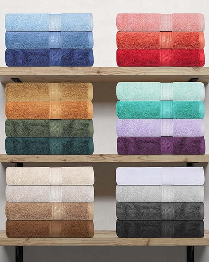 Superior Egyptian Cotton Pile Bath Sheet Set of 2, Ultra Soft Luxury Towels, Thick Plush Essentials, Absorbent Heavyweight, Guest Bath, Hotel, Spa, Home Bathroom, Shower Basics, Charcoal