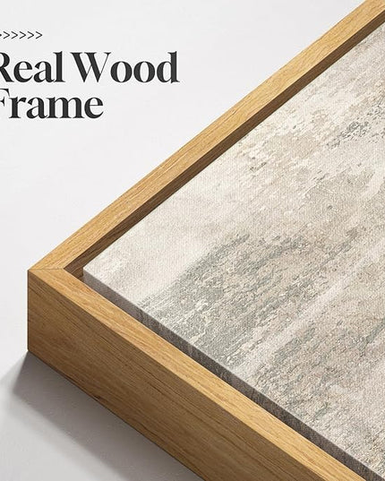 Framed Vintage Tree of Life Wall Art, Neutral Rustic Farmhouse Tree Canvas Painting Print Artwork for Walls, Gray White Beige Modern Abstract Forest Picture for Living Room Bedroom Office Wall Decor