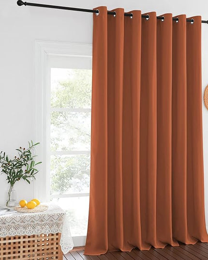 NICETOWN Burnt Orange Sliding Glass Door Curtain - Grommet Extra Wide Window Treatment Thermal Insulated Room Darkening Drape Room Divider for Kids Room/Living Room (W100 x L108, 1 Panel)