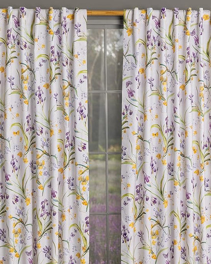 Maison d'Hermine Curtains for Living Room 100% Cotton 84 inch Length Two Panels Window Curtains for Bedroom with Loop & Rod Pockets - Iris - Beige, 50" W x 84" L