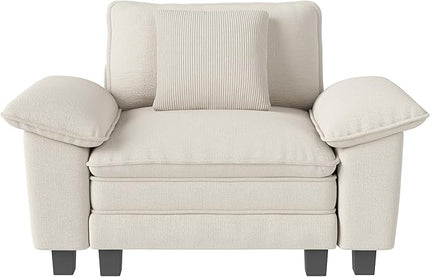53.5" Cloud Modular Sectional Single Sofa, Deep Seat Armchair with Plush Chenille & Removable Arms for Living Room, Beige