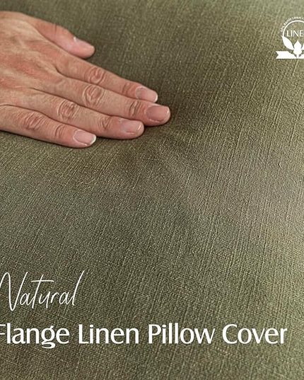 Foindtower Pack of 2, Decorative Linen Soild Throw Pillow Covers Soft Accent Cushion Case Boho Farmhouse Pillowcase for Chair Couch Sofa Bedroom Living Room Home Decor 20 x 20 Inch Olive Green
