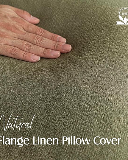 Foindtower Pack of 2, Decorative Linen Soild Throw Pillow Covers Soft Accent Cushion Case Boho Farmhouse Pillowcase for Chair Couch Sofa Bedroom Living Room Home Decor 16 x 16 Inch Olive Green