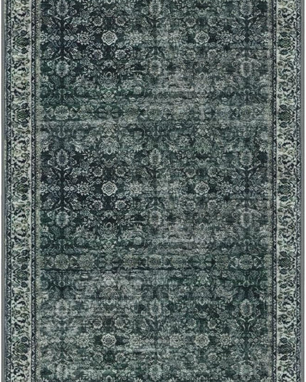 2x6 Washable Runner Rug for Hallways, Dark Green Soft Neutral Vintage Kitchen Rugs with Non-Slip, Non-Shedding Distressed Floral Rug for Bedroom Kitchen Porch Laundry Entryway