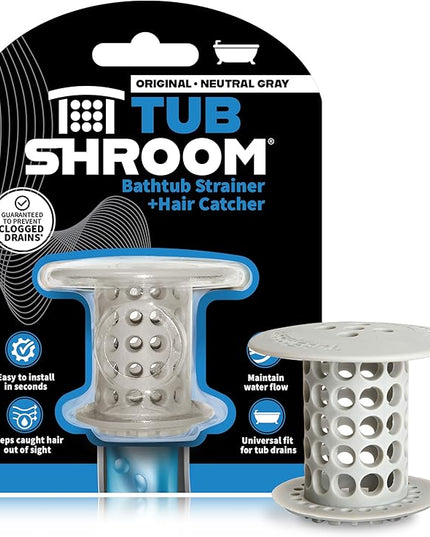 TubShroom the Revolutionary Tub Drain Protector Hair Catcher/Strainer/Snare, Gray (TSGRA454)