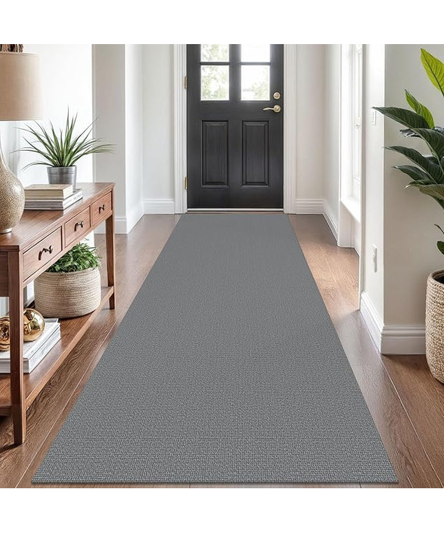KOZYFLY Washable Runner Rug 3x8 ft Hallway Kitchen Runner Rugs with Rubber Backing Bobo Non Slip Entryway Runner Indoor, Carpet Runners for Hall Entryway Bedroom, Grey