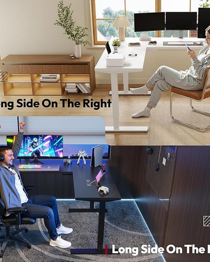 SANODESK L Shaped Standing Desk Adjustable Height, Electric Corner Standing Desk, 71 x 63 inch Sit Stand Computer Table with Splice Board, Black