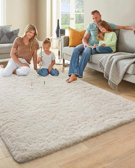 Ophanie 6x9 Area Rugs, Upgrade Non-Slip Fluffy Soft Rugs for Living Room, Large Shag Ivory Fuzzy Plush Rug, Shaggy Big Carpets for Bedroom, Kids Boys Girls Dorm Nursery Home Decor Aesthetic