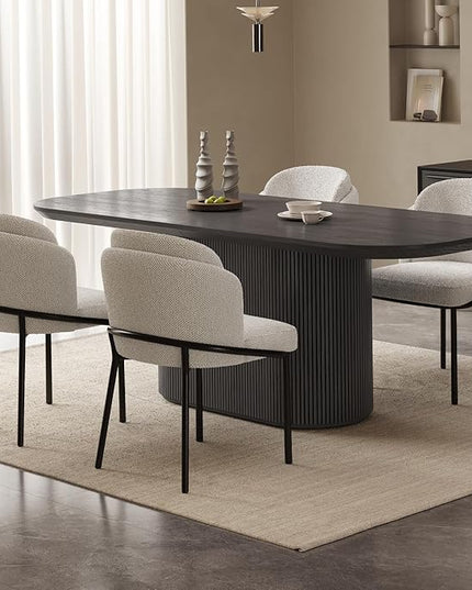 Guyii 5-Piece Oval Dining Table Set, 86.61" Modern Kitchen Table with 4 Chairs, Indoor Rectangular Dining Room Table for Kitchen, Living Room, Black