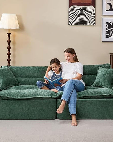 Hobestluk 104" Sectional Sofa Couches 3 Seater Modular Sofa, Boneless Couch, Cloud Couch with Removable Cushion, Modular Sectional Couches for Living Room(Green)