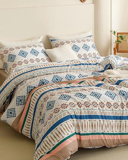 Luxlovery Aztec Comforter Set Twin Beige Purple Geometric Bedding Set Colorful Brown Farmhouse Tribal Ethnic Blanket Quilts Western 3pcs Comforter Set Twin Size
