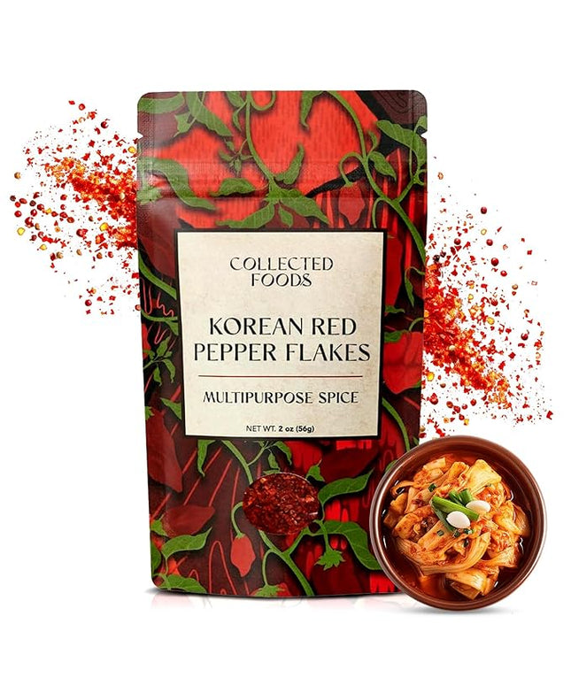 Premium Gochugaru Red Pepper Flakes - Sun-Dried Korean Chili Powder for Kimchi, Marinades, BBQ & Everyday Cooking (2oz)