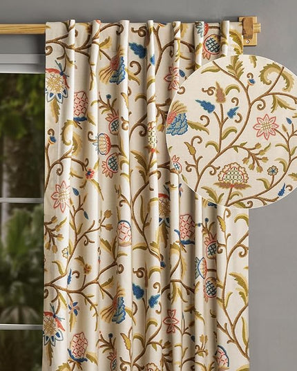 Maison d' Hermine Curtains for Living Room 100% Cotton 84 inch Length One Panel Light Filtering Curtains for Bedroom Windows with Rod and Loop Pockets Drapes (Artisan Love Multicolor, 50" W x 84" L)