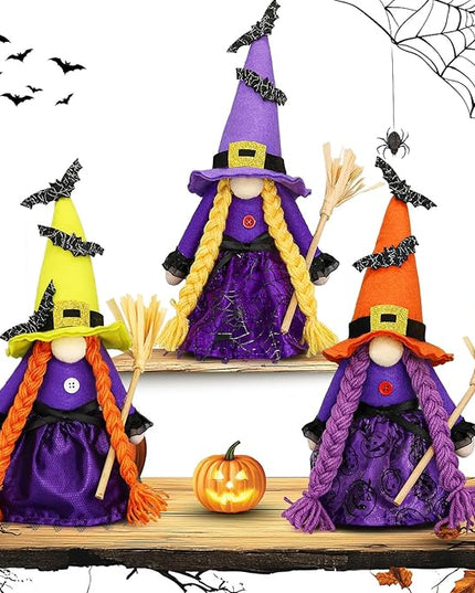 Lovinland Halloween Decorations - Halloween Decor - 3PCS Witch Plush Gnomes - Cute Hocus Pocus Decorations for Home, Indoor, Office, Table, Party Clearance