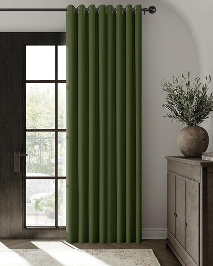 ChrisDowa 100% Blackout Olive Green Solid Curtains 108 Inches Long 2 Panels for Bedroom Living Room,Farmhouse Room Darkening Thermal Insulated Soundproof Grommet Top Window Treatment Drapes,52x108