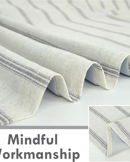 DriftAway Farmhouse Linen Blend Blackout Curtains 108 Inches Long for Bedroom Vertical Striped Printed Linen Curtains Thermal Insulated Lined Treatments for Living Room 2 Panels W52 x L108 Linen Grey