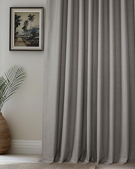 HPD Half Price Drapes Vienna Basic Linen 100% Blackout Curtains for Bedroom 96 Inches Long (2 Panels) - Rod Pocket Curtains & Drapes for Living Room & Windows - 50 X 96, Light Steel Grey