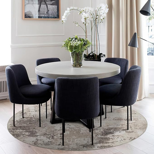 Modern Abstract 6x6 Round Area Rug Non Slip Non Shedding Rug Low Pile Stain Resistant for Bedroom Living Room Office Dining Room,Brown Grey