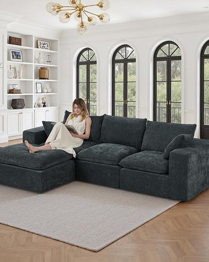 110" Sectional Couches for Living Room Boneless Couch Upholstered Cloud Couchs Sectional Modular Sectional Sofa with L Shaped