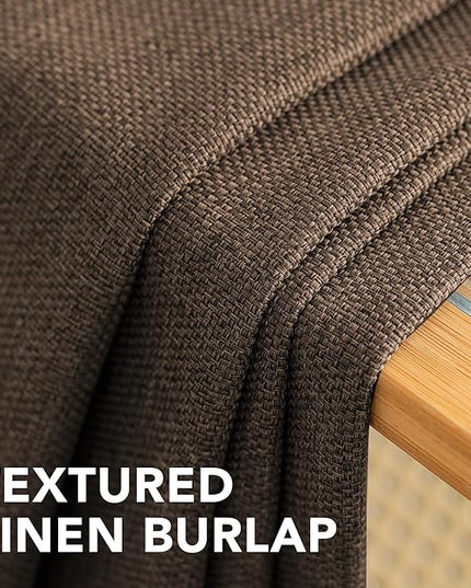 H.VERSAILTEX Linen Blackout Curtain 84 Inches Long for Bedroom/Living Room Thermal Insulated Grommet Linen Curtain Drapes Primitive Textured Burlap Effect Window Drapes 1 Panel - Heather Cocoa Brown