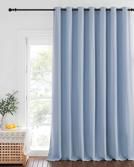 NICETOWN Blackout Patio Curtains 100 x 144 Inches Long for Sliding Door Extral Wide Blackout Curtain Panels Thermal Insulated Room Divider - Grommet Top, 100" W x 144" L, 1 Panel, Vintage Blue