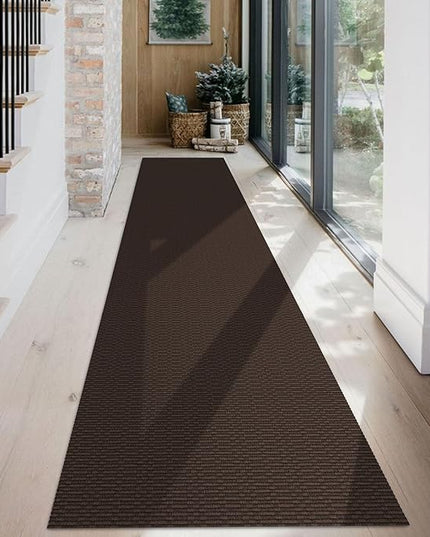 KOZYFLY Washable Runner Rug 2x12 ft Hallway Kitchen Runner Rugs with Rubber Backing Entryway Runner Indoor, Extra Long Carpet Runners for Hall Kitchen Entryway, Dark Coffee/Brown