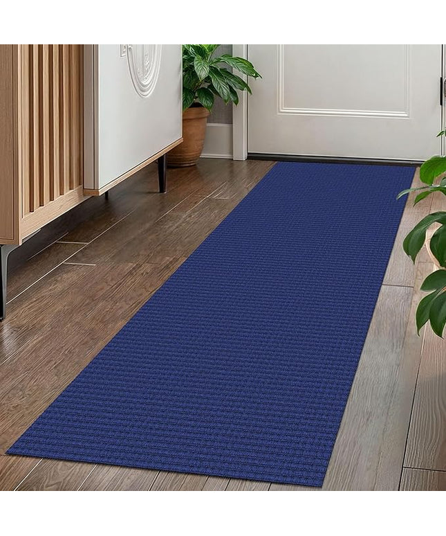 KOZYFLY Runners for Hallways 2x5 ft Washable Kitchen Runner Non Slip Rubber Backed Hall Runners Cotton Entryway Runner Rugs Floor Carpet for Indoor Backdoor Bedroom Kitchen, Royal Blue/Navy