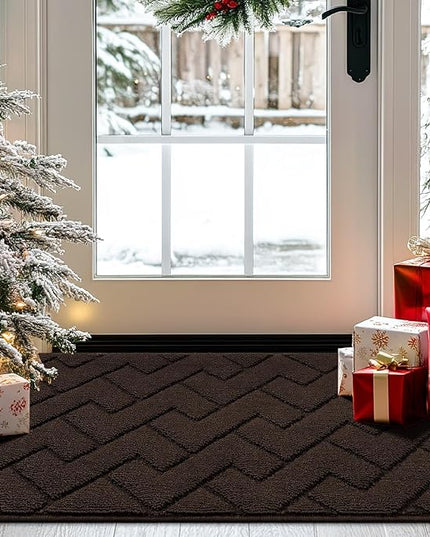 hicorfe Indoor Doormat, Welcome Door mat, Non Slip Door Mats 20"x31.5" Absorbent Resist Dirt Entrance Inside Floor Mats for Entryway Washable Low-Profile(Coffee)