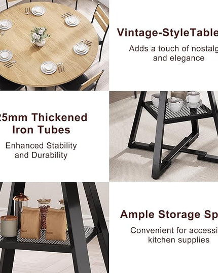 51'' Round Dining Table for 6,Kitchen Dining Room Circle Dinner Pedestal Table,Space Saving Wood Kitchen & Dining Room Furniture (Natual Wood, 51In)