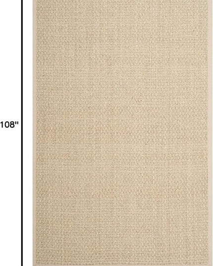 SAFAVIEH Area Rug 6x9 - Natural Fiber Collection - Natural & Beige, Seagrass, Basketweave Pattern with Border (NF114A)