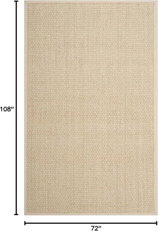 SAFAVIEH Area Rug 6x9 - Natural Fiber Collection - Natural & Beige, Seagrass, Basketweave Pattern with Border (NF114A)