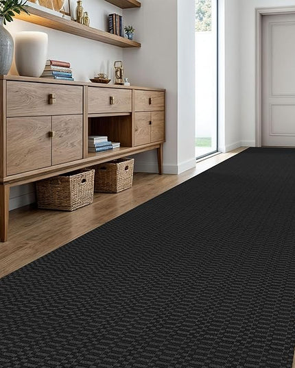 KOZYFLY Washable Runner Rug 3x20 ft Hallway Kitchen Runner Rugs with Rubber Backing Bobo Non Slip Entryway Runner Indoor, Long Carpet Runners for Hall Kitchen Entryway, Black/Grey