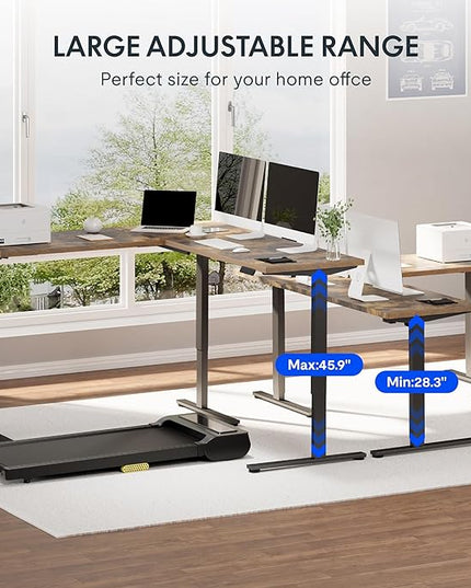 FLEXISPOT L Shaped Standing Desk, 63 x 55 Inch Electric Height Adjustable Corner Desk, Sit Stand Computer Workstation, Preset Controller, Home Office, Black Frame with Rustic Brown Top, Black Drawer