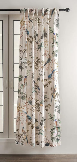 Maison d' Hermine Curtains for Living Room 100% Cotton 124 inch Length Two Panels Light Filtering Curtains for Bedroom Windows with Rod and Loop Pockets Drapes (Hokuzai Beige, 50" W x 124" L)