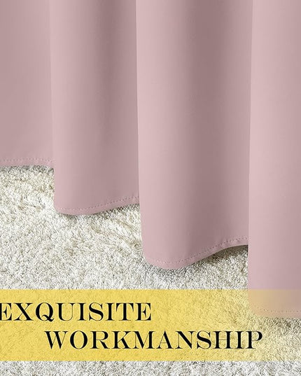 NICETOWN Baby Pink Curtains for Nursery, Sliding Glass Door Grommet Thermal Insulated Blackout Curtain Room Divider Sound Reducing Window Treatment for Kids Room/Bedroom, 1 Panel, W100 x L84