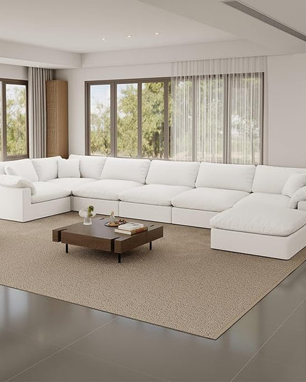Cloud Modular Sectional Sofa,Oversize Down Filled Sofa 6 Seat with Chaise,Minimalist Sofa Cover Washable and Replaceable Couches for Living Room,Sectional Sofa Deep Seat