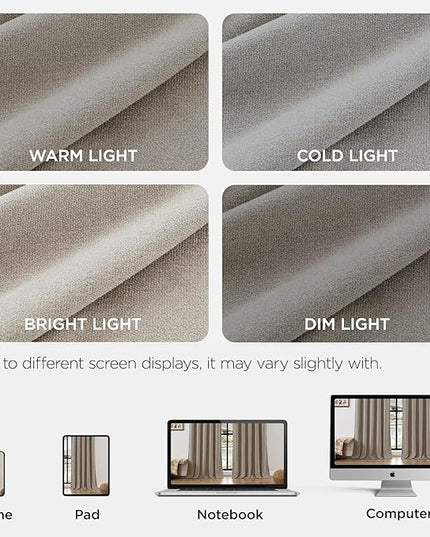 Joydeco Faux Linen Curtains 72 Inch Length 2 Panels Set, Light Filtering Curtains for Bedroom, 52 Inches Wide Living Room Drapes with Rod Pockets (52x72 inch, Birch)