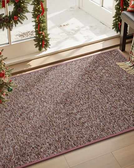 MontVoo Door Mat Indoor Entrance Doormat, Absorbent Durable Rubber Non Slip Front Door Mat for Inside Entry Entryway Dirt Trapper Welcome Mat, Red 24''x36''